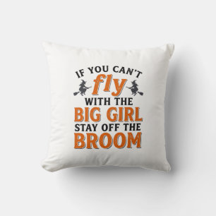 Grappige Heks Bezems Grote Meisje Halloween Shirt  Kussen