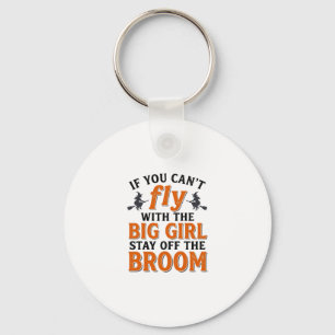 Grappige Heks Bezems Grote Meisjes Halloween Shirt Sleutelhanger