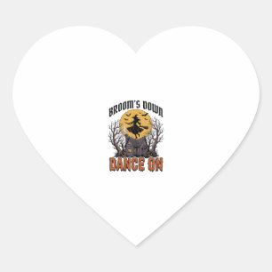 Grappige Heks Danser Vintage Halloween Gravure Shi Hart Sticker