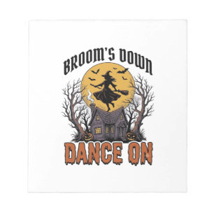 Grappige Heks Danser Vintage Halloween Gravure Shi Notitieblok