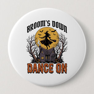 Grappige Heks Danser Vintage Halloween Gravure Shi Ronde Button 4,0 Cm