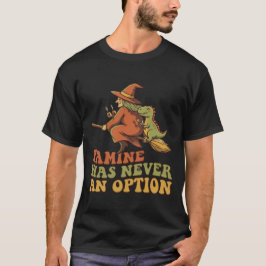 Grappige Heks die op Bezem rijdt met Dinosaurus Ho T-shirt