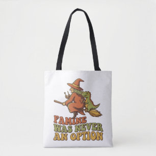 Grappige Heks die op Bezem rijdt met Dinosaurus Ho Tote Bag