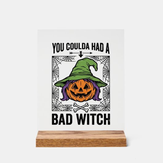 Grappige Heks Funny Halloween Pompoen Heks_1 Acryl Bord (Voorkant)