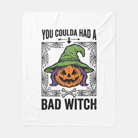 Grappige Heks Funny Halloween Pompoen Heks_1 Fleece Deken (Voorkant)