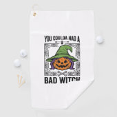 Grappige Heks Funny Halloween Pompoen Heks_1 Golfhanddoek (Insitu)