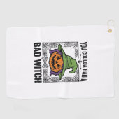 Grappige Heks Funny Halloween Pompoen Heks_1 Golfhanddoek (Horizontaal)