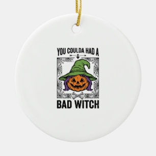 Grappige Heks Funny Halloween Pompoen Heks_1 Keramisch Ornament