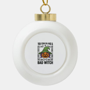 Grappige Heks Funny Halloween Pompoen Heks_1 Keramische Bal Ornament