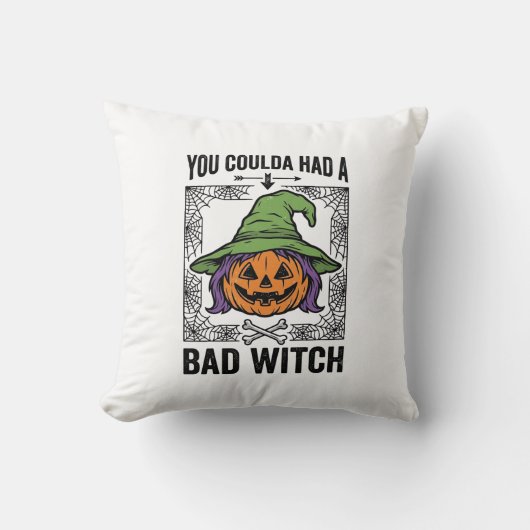 Grappige Heks Funny Halloween Pompoen Heks_1 Kussen (Voorkant)