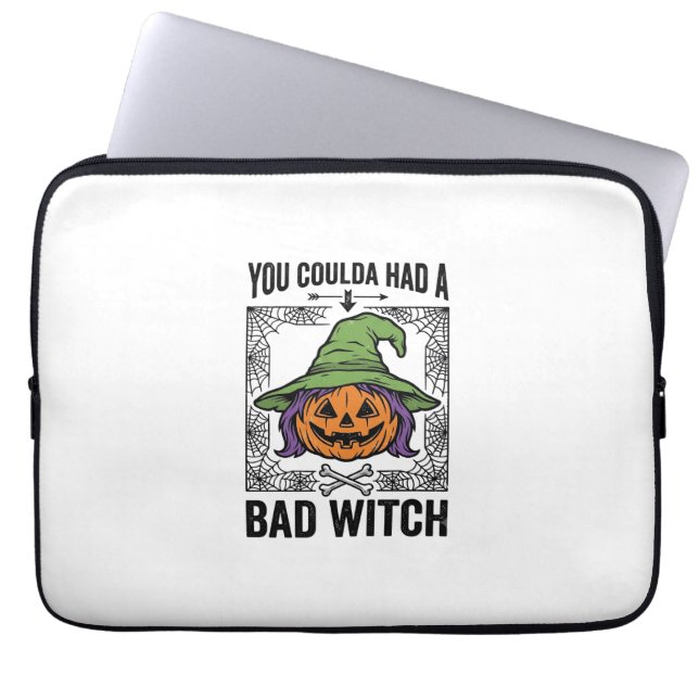 Grappige Heks Funny Halloween Pompoen Heks_1 Laptop Sleeve (Voorkant)