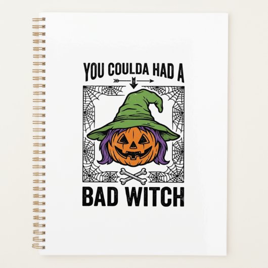Grappige Heks Funny Halloween Pompoen Heks_1 Planner (Voorkant)