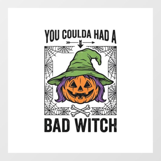 Grappige Heks Funny Halloween Pompoen Heks_1 Raamsticker (Vel)