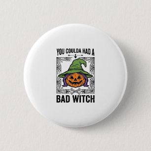 Grappige Heks Funny Halloween Pompoen Heks_1 Ronde Button 5,7 Cm
