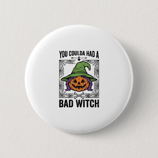 Grappige Heks Funny Halloween Pompoen Heks_1 Ronde Button 5,7 Cm (Voorkant)