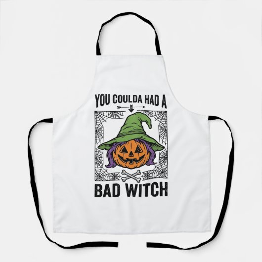 Grappige Heks Funny Halloween Pompoen Heks_1 Schort (Voorkant)