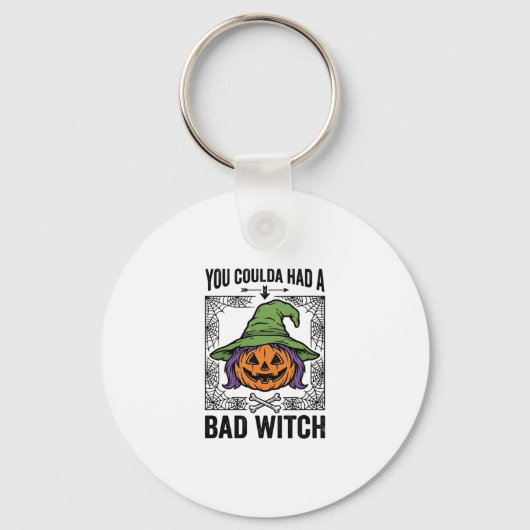 Grappige Heks Funny Halloween Pompoen Heks_1 Sleutelhanger (Voorkant)