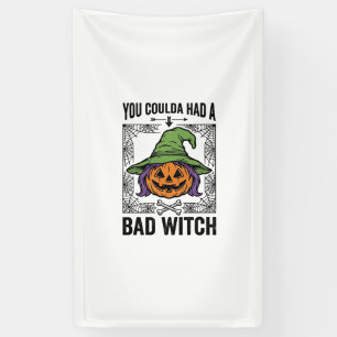 Grappige Heks Funny Halloween Pompoen Heks_1 Spandoek