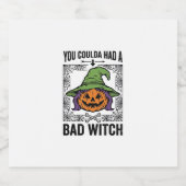 Grappige Heks Funny Halloween Pompoen Heks_1 Sparkling Wijnetiket (Enkel label)