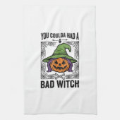 Grappige Heks Funny Halloween Pompoen Heks_1 Theedoek (Verticaal)