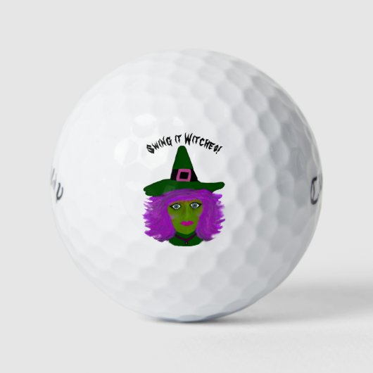 Grappige heks Halloween golfballen (Voorkant)