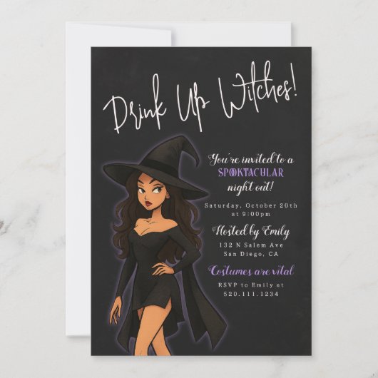 Grappige heks Halloween Party uitnodiging (Voorkant)