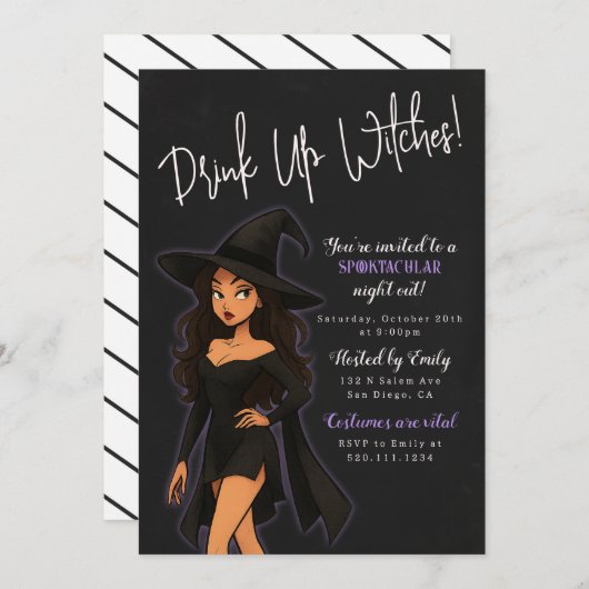 Grappige heks Halloween Party uitnodiging (Voorkant / Achterkant)