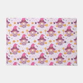 Grappige heks Halloween patroon met pompoenen, vle Deurmat (Voorkant)