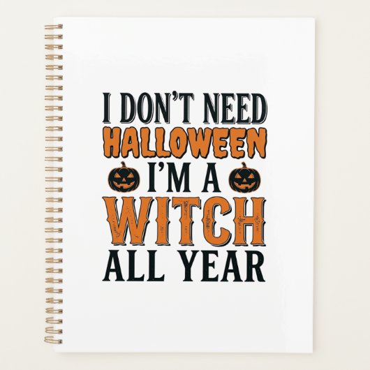 Grappige Heks Het Hele Jaar Halloween Typografie O Planner (Voorkant)