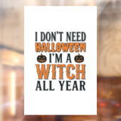 Grappige Heks Het Hele Jaar Halloween Typografie O Raamsticker (Vel 2)