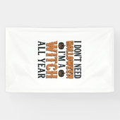 Grappige Heks Het Hele Jaar Halloween Typografie O Spandoek (Horizontaal)