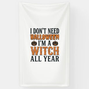Grappige Heks Het Hele Jaar Halloween Typografie O Spandoek