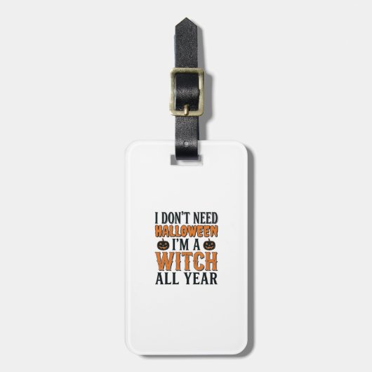 Grappige Heks Jaarrond Halloween Typografie Ontwer Bagagelabel (Voorkant verticaal)
