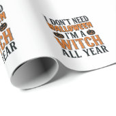 Grappige Heks Jaarrond Halloween Typografie Ontwer Cadeaupapier (Rol Hoek)