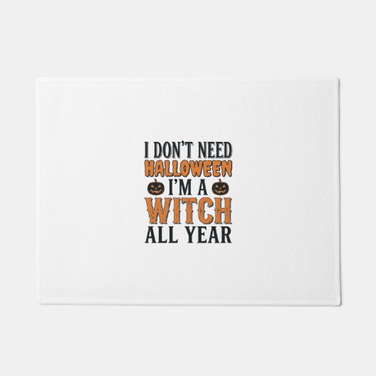 Grappige Heks Jaarrond Halloween Typografie Ontwer Deurmat (Voorkant)