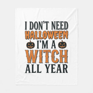 Grappige Heks Jaarrond Halloween Typografie Ontwer Fleece Deken