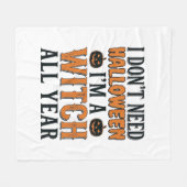 Grappige Heks Jaarrond Halloween Typografie Ontwer Fleece Deken (Voorkant (Horizontaal))