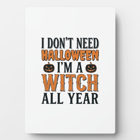 Grappige Heks Jaarrond Halloween Typografie Ontwer Fotoplaat (voorkant)