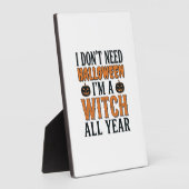 Grappige Heks Jaarrond Halloween Typografie Ontwer Fotoplaat (Zijkant)