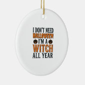 Grappige Heks Jaarrond Halloween Typografie Ontwer Keramisch Ornament (Rechts)