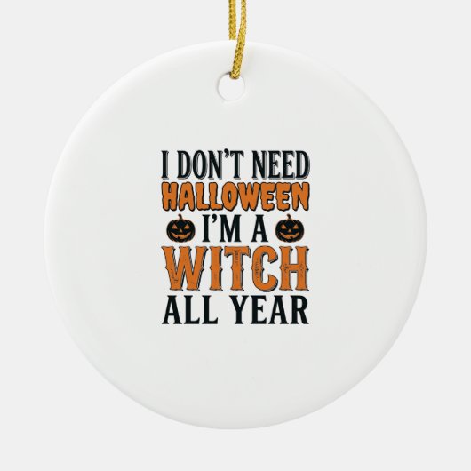 Grappige Heks Jaarrond Halloween Typografie Ontwer Keramisch Ornament (Voorkant)