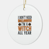 Grappige Heks Jaarrond Halloween Typografie Ontwer Keramisch Ornament (Links)