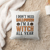 Grappige Heks Jaarrond Halloween Typografie Ontwer Kussen (Deken)