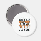 Grappige Heks Jaarrond Halloween Typografie Ontwer Magneet (Voorkant / Achterkant)