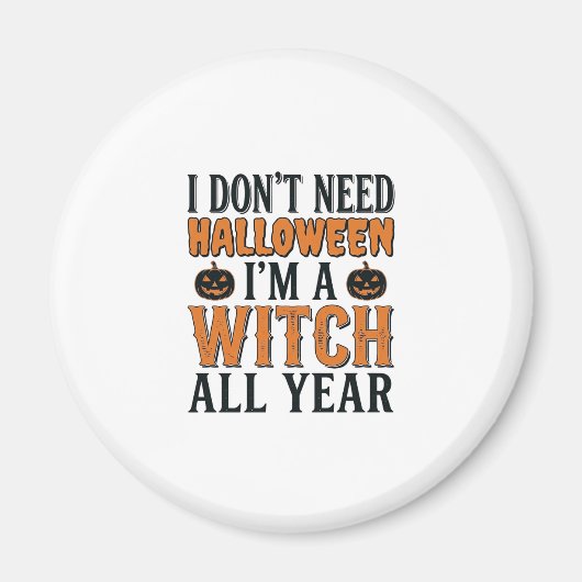 Grappige Heks Jaarrond Halloween Typografie Ontwer Magneet (Voorkant)