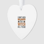 Grappige Heks Jaarrond Halloween Typografie Ontwer Ornament (voorkant)