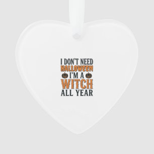 Grappige Heks Jaarrond Halloween Typografie Ontwer Ornament