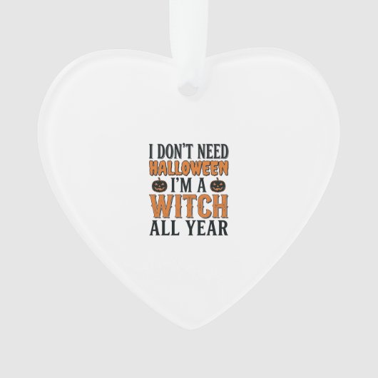 Grappige Heks Jaarrond Halloween Typografie Ontwer Ornament (voorkant)