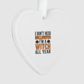 Grappige Heks Jaarrond Halloween Typografie Ontwer Ornament (voorkant)