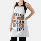 Grappige Heks Jaarrond Halloween Typografie Ontwer Schort (Insitu)
